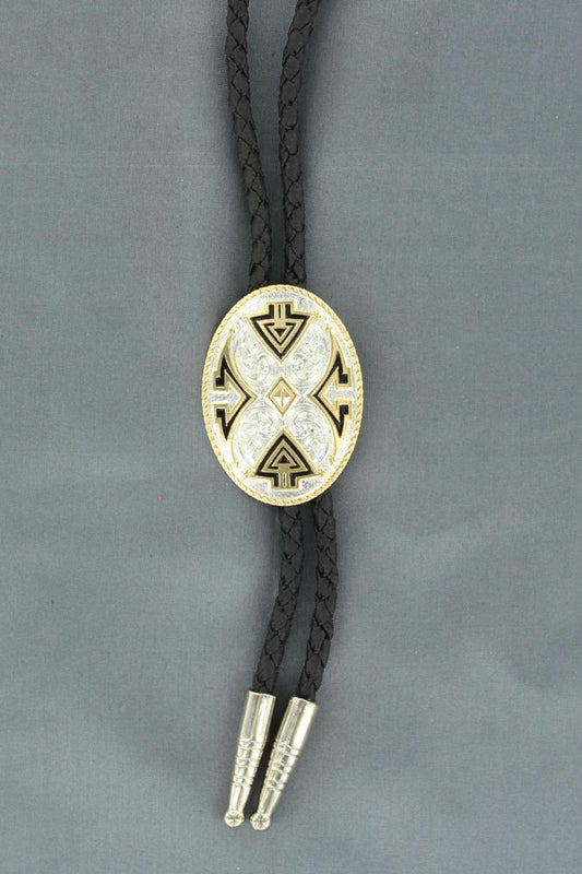 Black/gold Arrows Bolo Tie