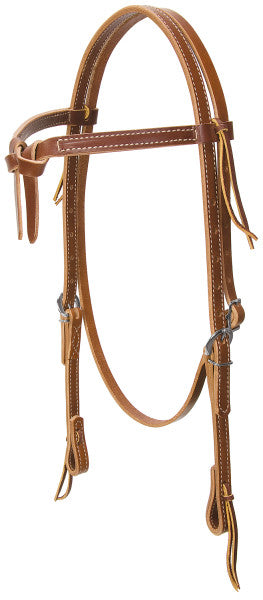 Weaver Deluxe Latigo Brown Knotted Browband Headstall