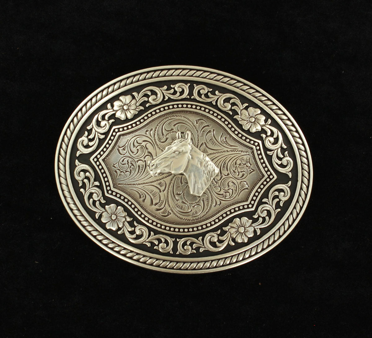 Nocona Horse Head/Floral Edge Buckle