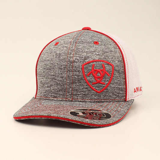 Ariat Heather Grey/Red Trim Logo Hat