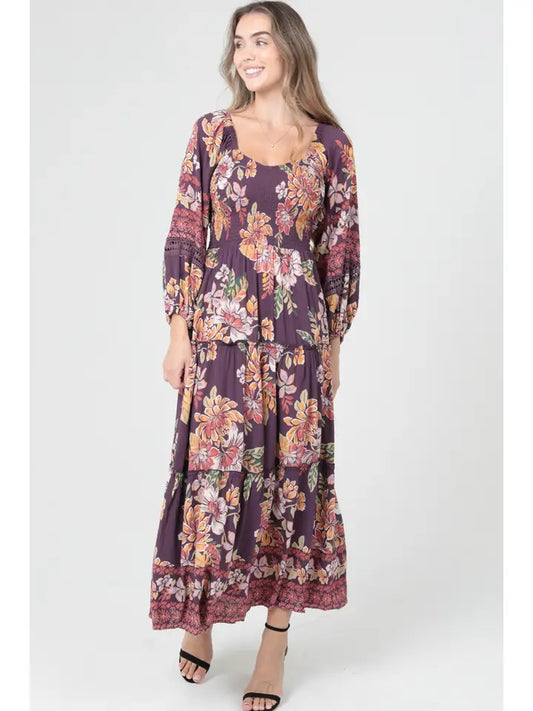 Angie Smocked Sweetheart LS Maxi