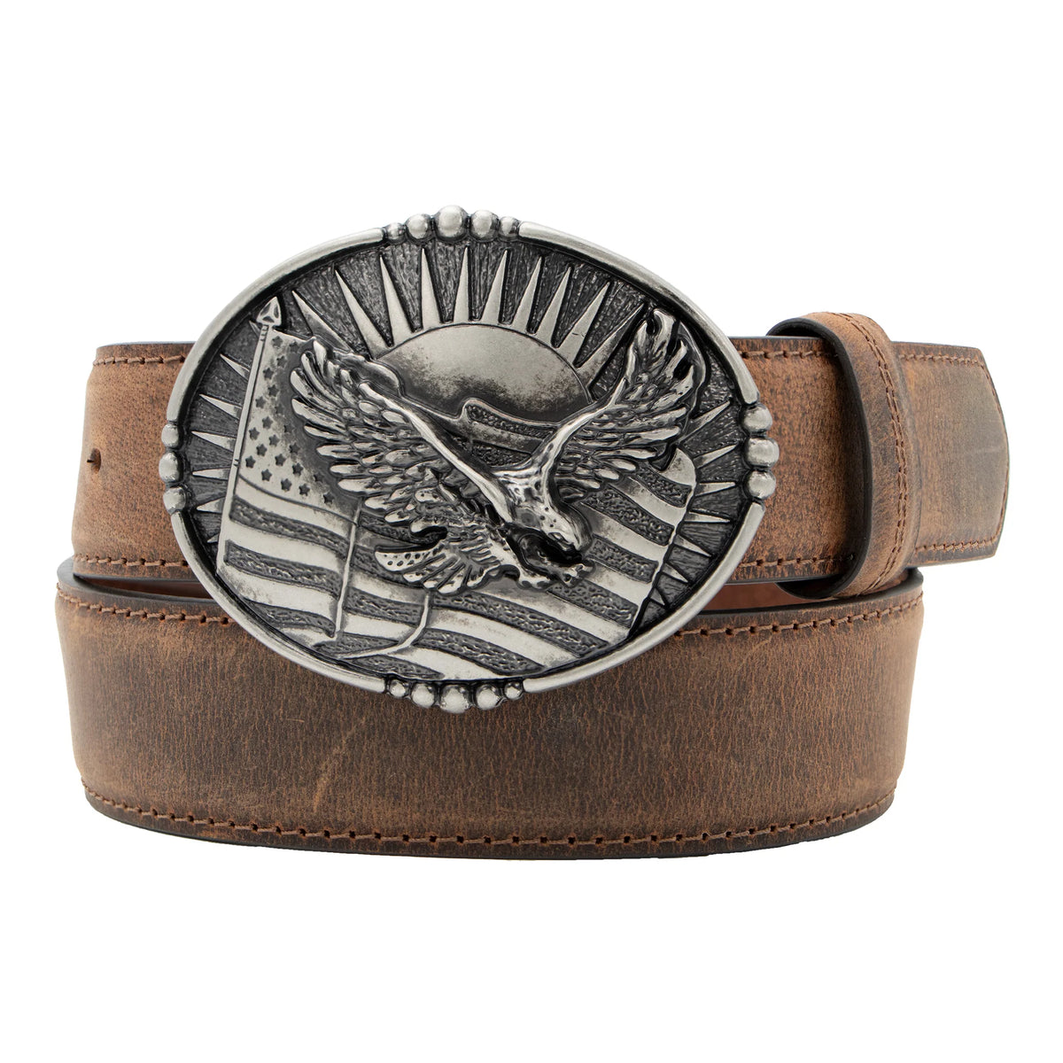AndWest Tan Eagle Plaque Buckle Belt