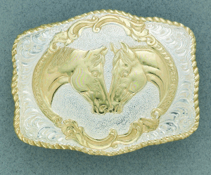 Crumrine Horse Heads Belt Buckle