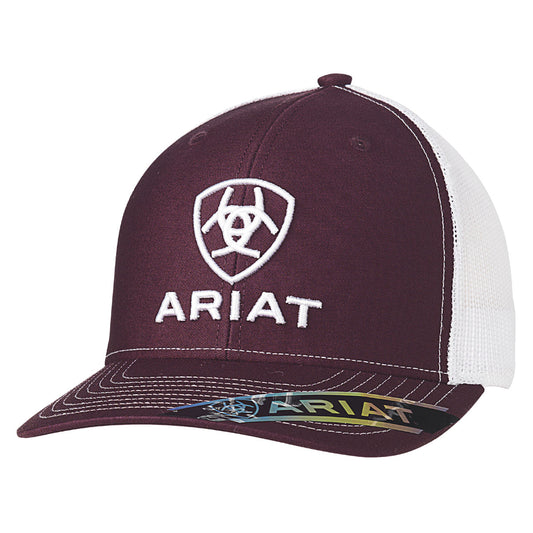 Ariat Burgundy/White Logo Hat