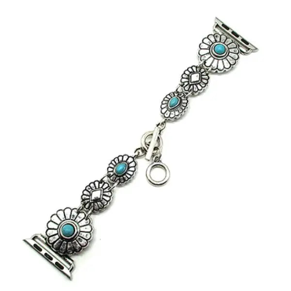 Snowing West Western 6 Silver Concho Apple Watch Band