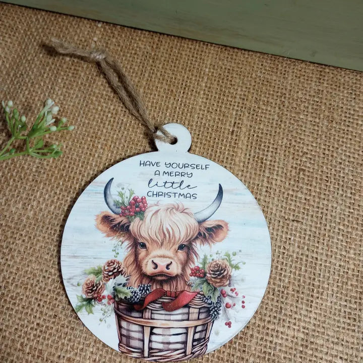 Bluegrass Burlap Round Christmas Ornament