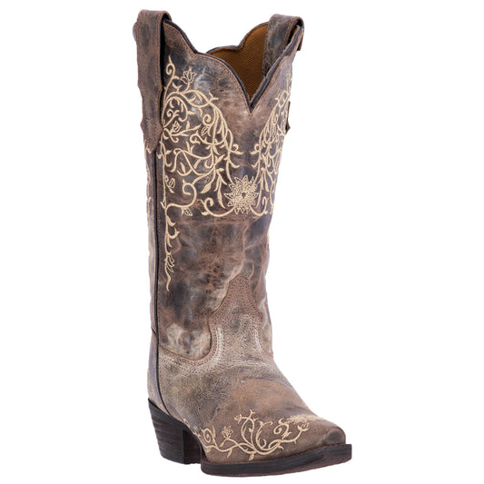 Laredo Jasmine Bone Embroidered Snip Toe