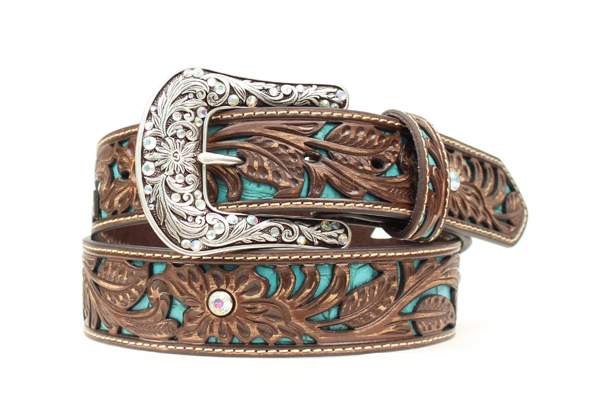 Ariat Floral Turquoise Inlay Belt