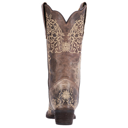 Laredo Jasmine Bone Embroidered Snip Toe