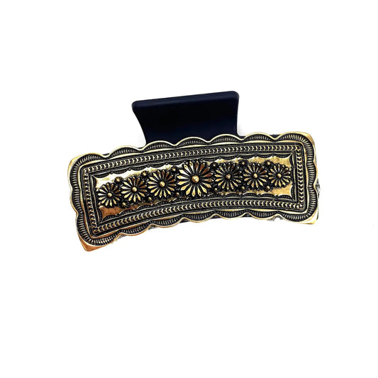 Snowing West Western Style Casting Hair Claw Daisies Gold
