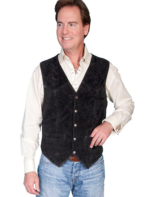 Scully Black Suede Vest with Snaps