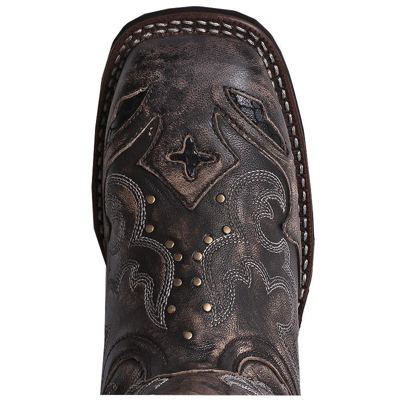Laredo Spellbound Studded Distressed Black Square Toe
