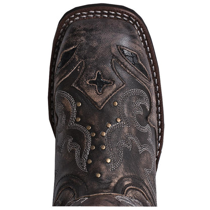 Laredo Spellbound Studded Distressed Black Square Toe