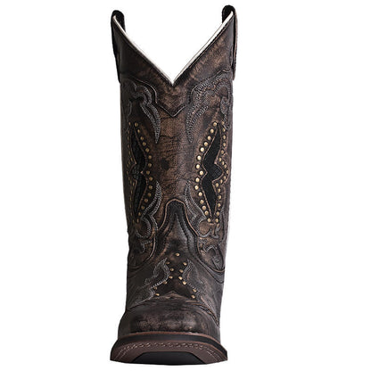 Laredo Spellbound Studded Distressed Black Square Toe