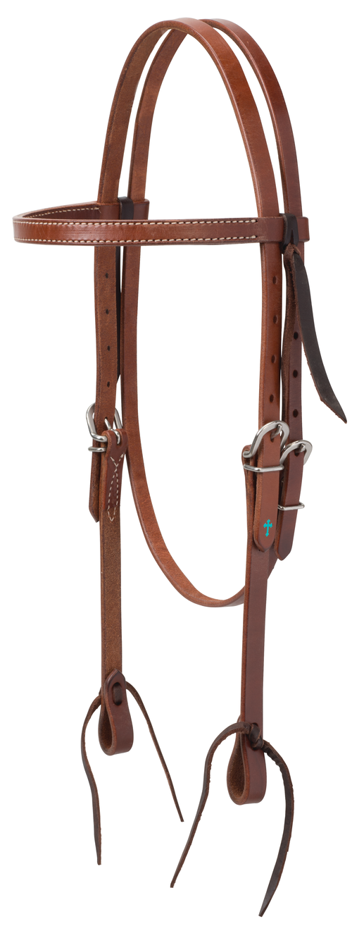 Turquoise Cross Skirting Leather Headstall Medium Oiled