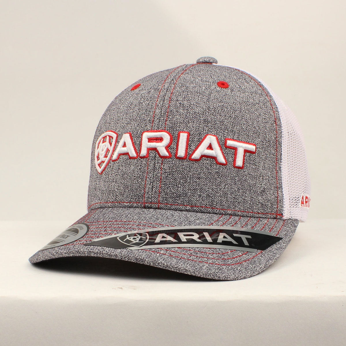 Ariat Grey/Red/White logo Hat