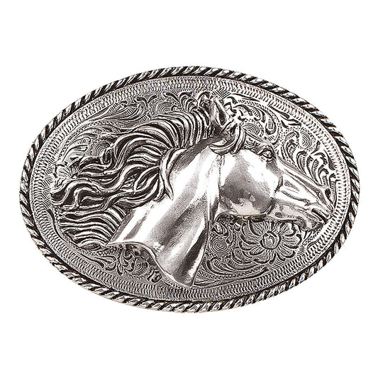 Nocona Silver Horse Head Buckle