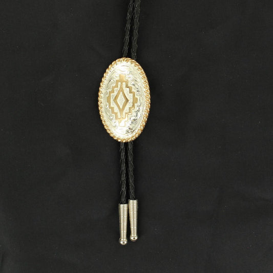 Crumrine Aztec Oval Gold/Silver Bolo Tie
