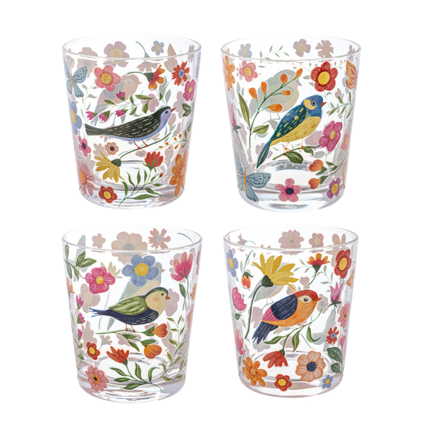 Ganz Bird & Floral Low Ball Glass