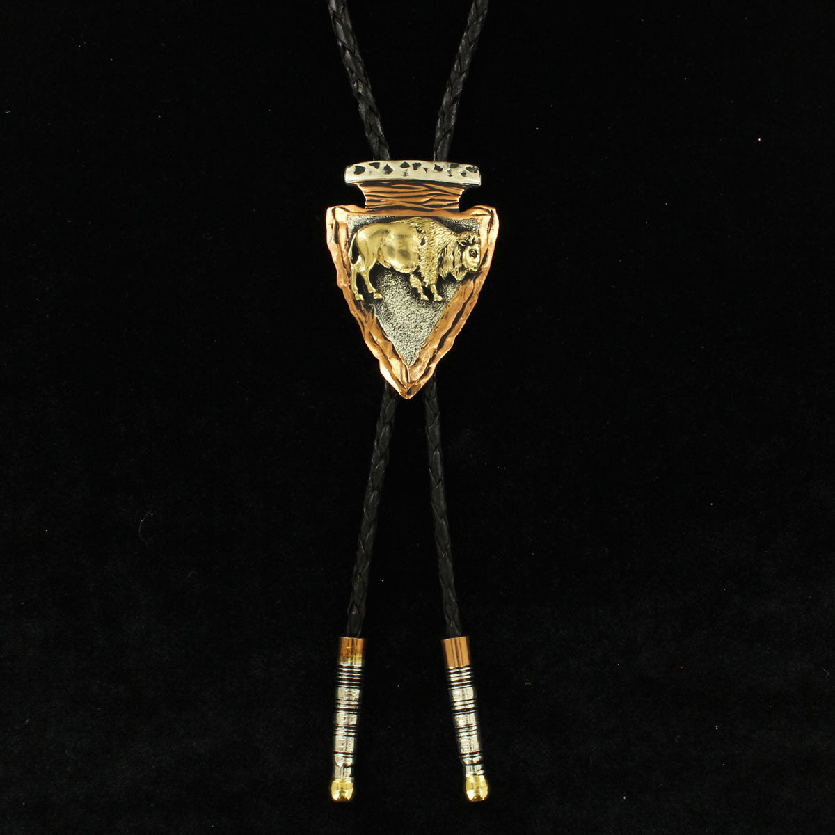 Crumrine Arrowhead/Bison Bolo Tie