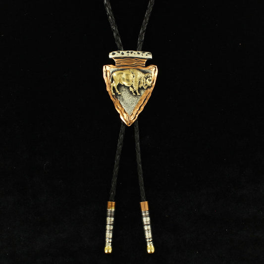 Crumrine Arrowhead/Bison Bolo Tie