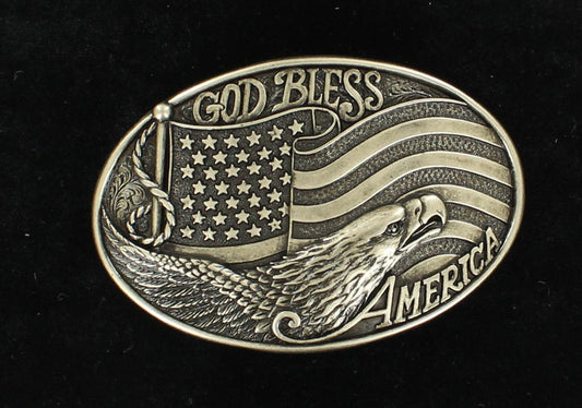 Nocona God Bless America Eagle Buckle