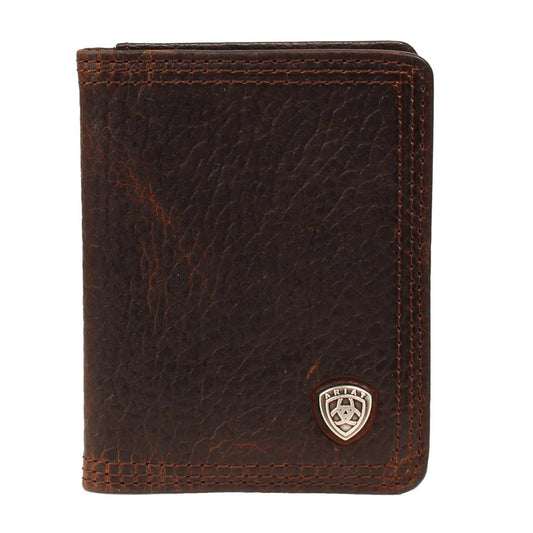 Ariat Chocolate Oiled Triple Stitch Bifold Wallet