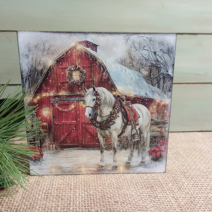 Bluegrass Burlap Olde Red Barn Wood Block