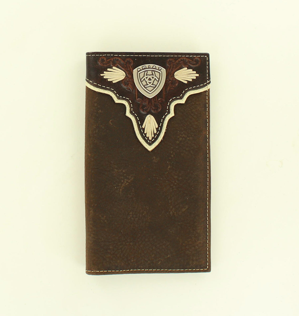 Ariat Distressed Brown Lace Logo Concho Rodeo Wallet