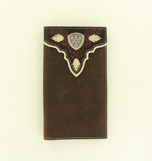 Ariat Distressed Brown Lace Logo Concho Rodeo Wallet