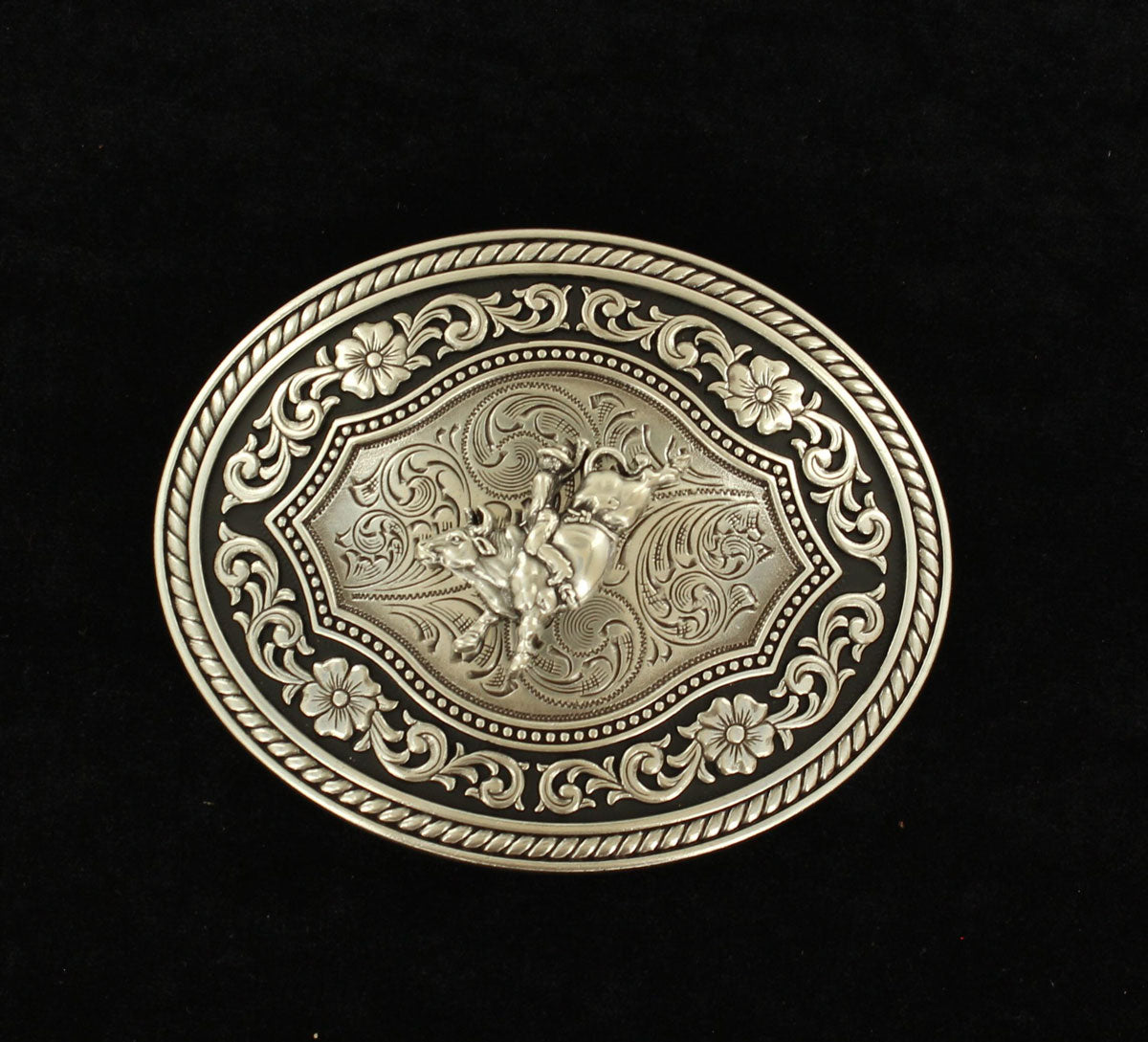 Nocona Bull Bucking Floral Buckle