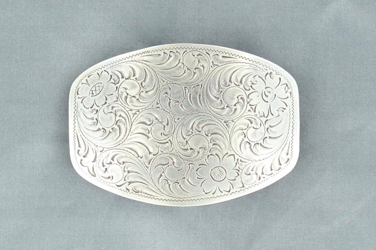 Nocona Round Corner Floral Embossed Buckle