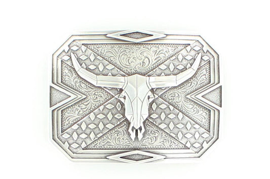 Nocona Tire Tracks/cow Skull Buckle
