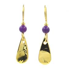 Silver Forest Earring Gold with Purple Stone