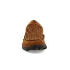Twisted X Slip on Oiled Saddle/Brown Basket Weave