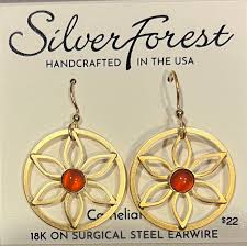 Silver Forest Open Flower and Stone Earring
