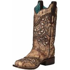 Corral Taupe Overlay Studded Square Toe
