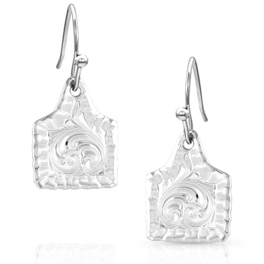 Montana Silver Ear Tag Turquoise Earrings