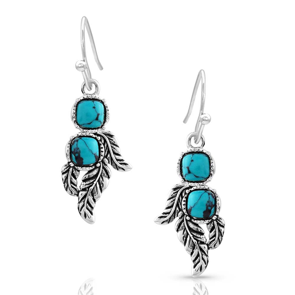 Montana Whispering Winds Feather Turquoise Earrings