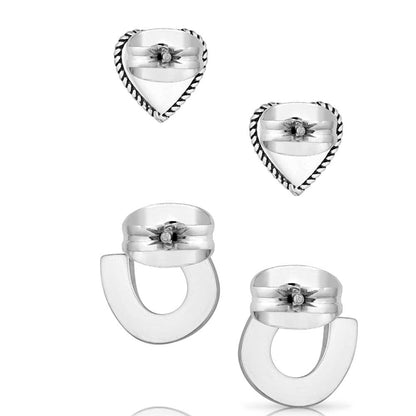 Montana Turquoise Heart & Horseshoe Earring Set