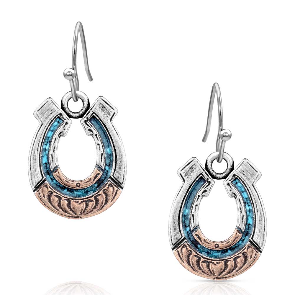Montana Inner Turquoise Horseshoe Earrings