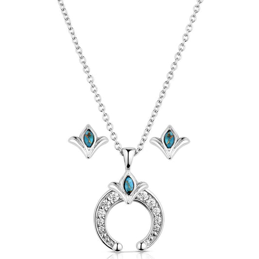 Montana Simple Squash Blossom Crystal Jewelry Set