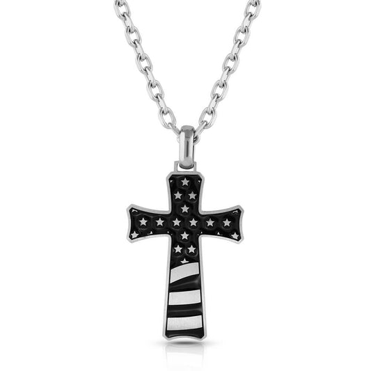 Montana Patriotic Faith Cross Necklace