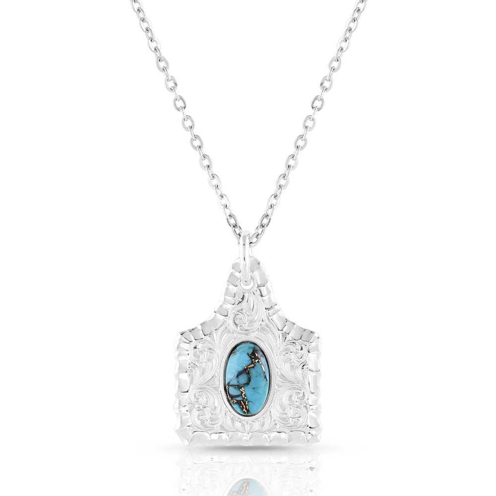 Montana Silver Ear Tag Turquoise Necklace