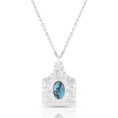 Montana Silver Ear Tag Turquoise Necklace