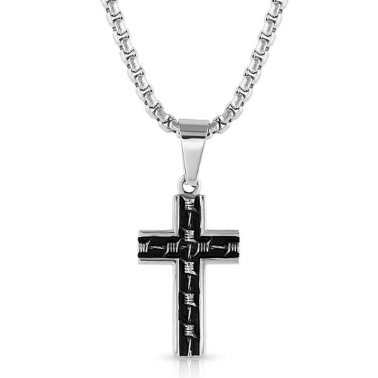 Montana Barbwire Cross Necklace