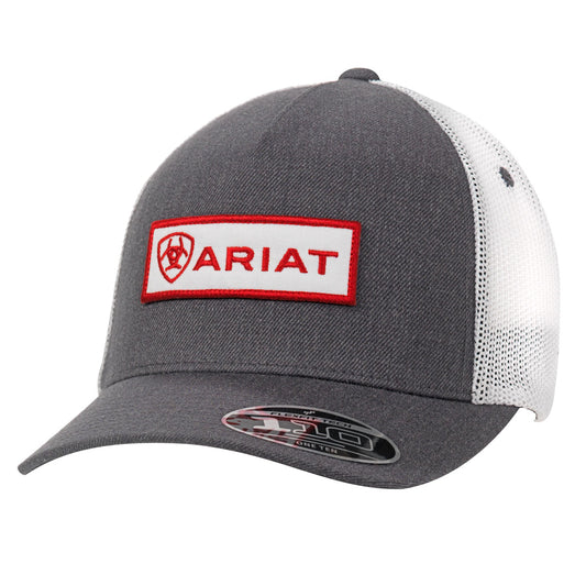 Ariat Grey/White Red Logo Hat