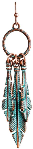 Rain Patina Triple Feather Earring