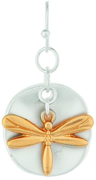 Rain Silver Gold Layered Dragonfly Earring