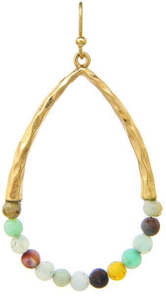 Rain Gold Amazonite Bead Teardrop Earring